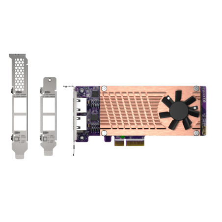 QNAP QM2 series, 2 x PCIe 2280 M.2 SSD slots, PCIe Gen3 x 4, 2 x Intel I225LM 2.5GbE NBASE-T port