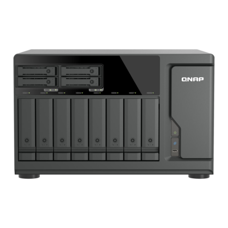 QNAP TVS-h1277AX-R5-16G (AMD Ryzen 5, 16GB DDR5 RAM, 8x 3,5'' + 4x 2,5'', 3x PCIe, 2x 2,5GbE, 2x 10GbE)