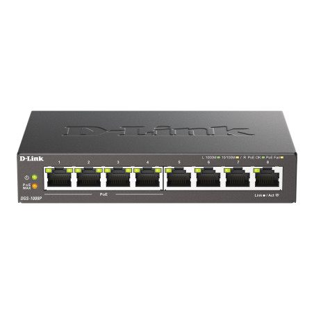 D-Link DGS-1008P 8x 1000 Desktop Switch, 4PoE port