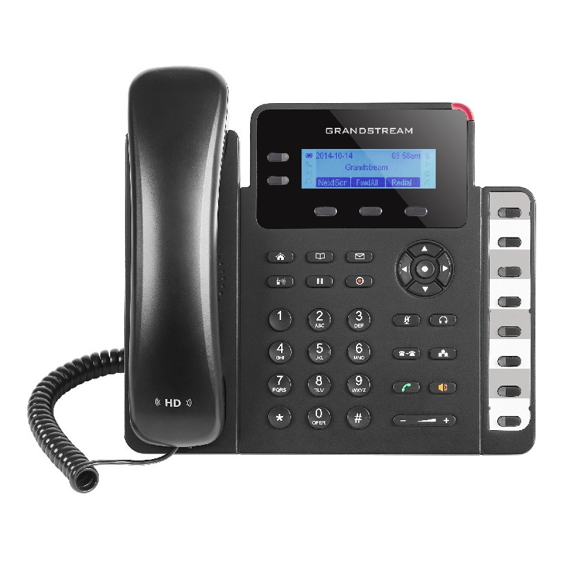 Grandstream GXP1628, 2,95'' LCD podsv. disp., 2 SIP účty, 3prog. tlačidlá, 8 BLF, dual Gbit port, PoE