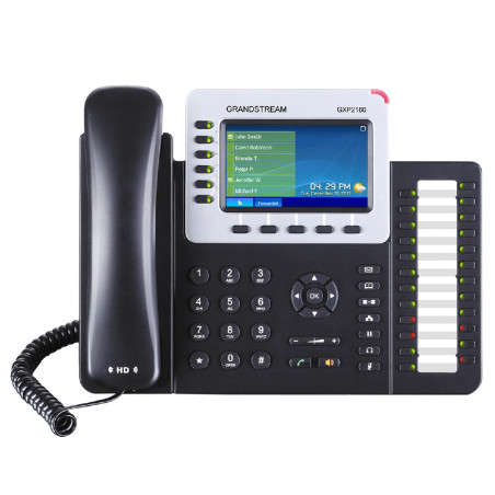 Grandstream GXP2160, 4,3'' TFT bar. displej, 6 SIP účtov, 5 prog. hr., 24 BLF, BT, dual Gbit port, PoE