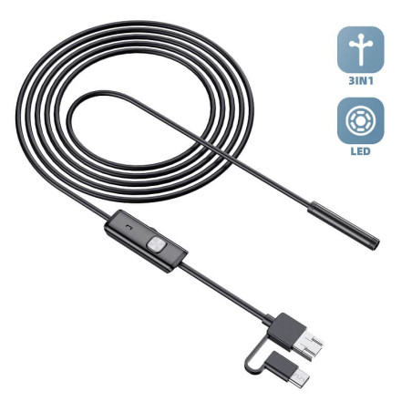 W-Star USB endoskopická kamera priemer 5,5mm kábel 5m a zrkadlom aj pre mobil
