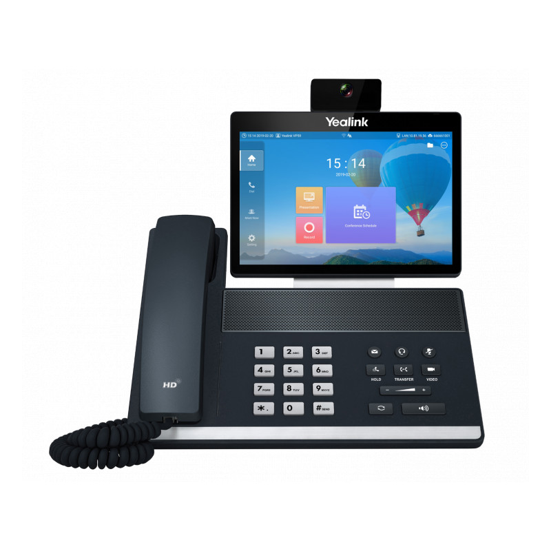 Yealink VP59 IP tel., 8'' bar. LCD, 27 prog. hr., GigE, VCS