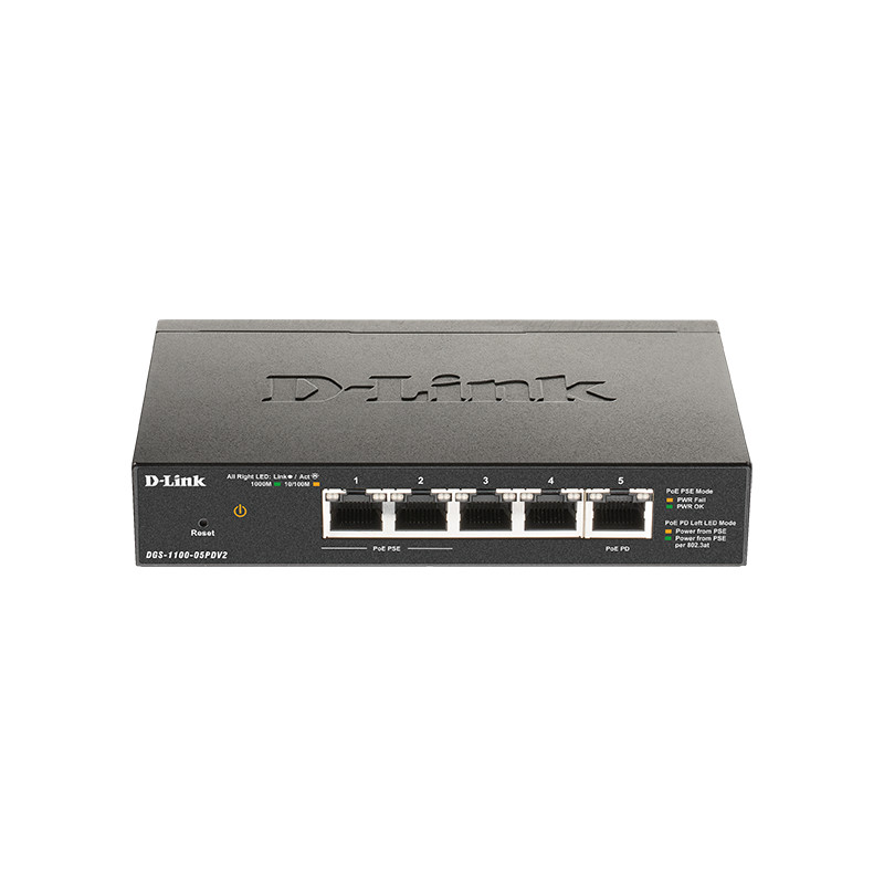 D-Link DGS-1100-05PDV2 5-port Gigabit PoE Smart Managed Switch with 1 PD port