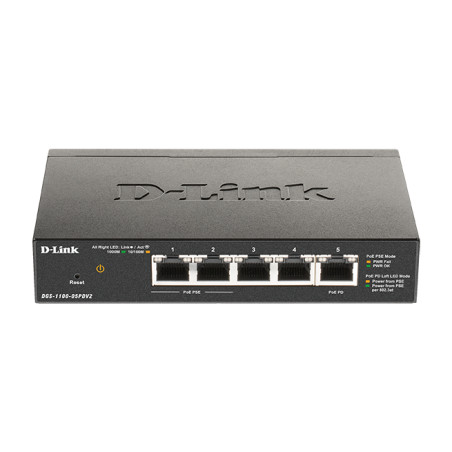 D-Link DGS-1100-05PDV2 5-port Gigabit PoE Smart Managed Switch with 1 PD port