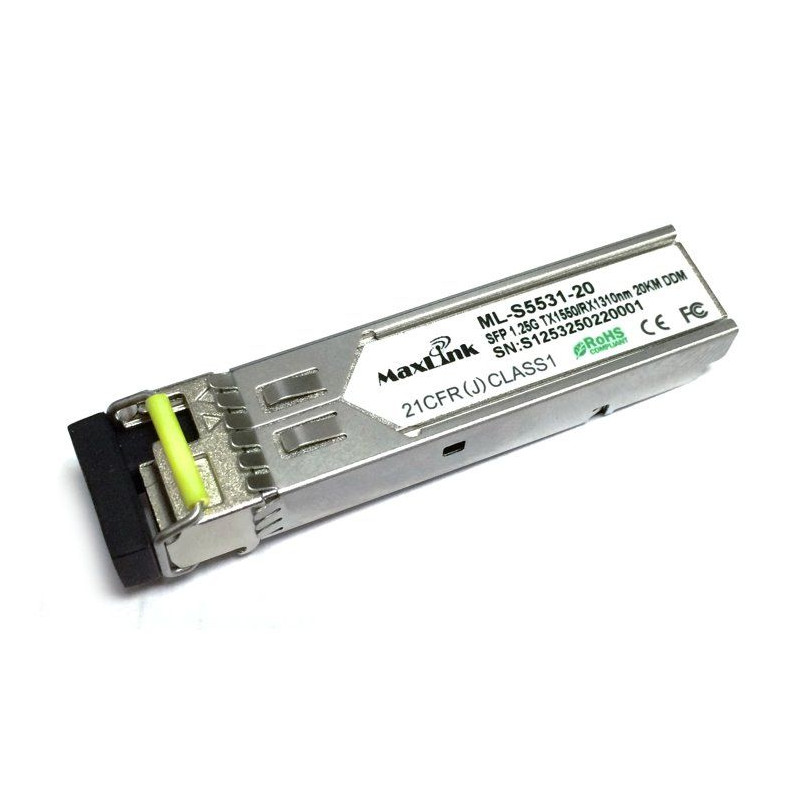 MaxLink 1.25G SFP optický modul, WDM(BiDi), SM, Tx 1550/Rx1310nm, 20km, 1x LC konektor, DDM