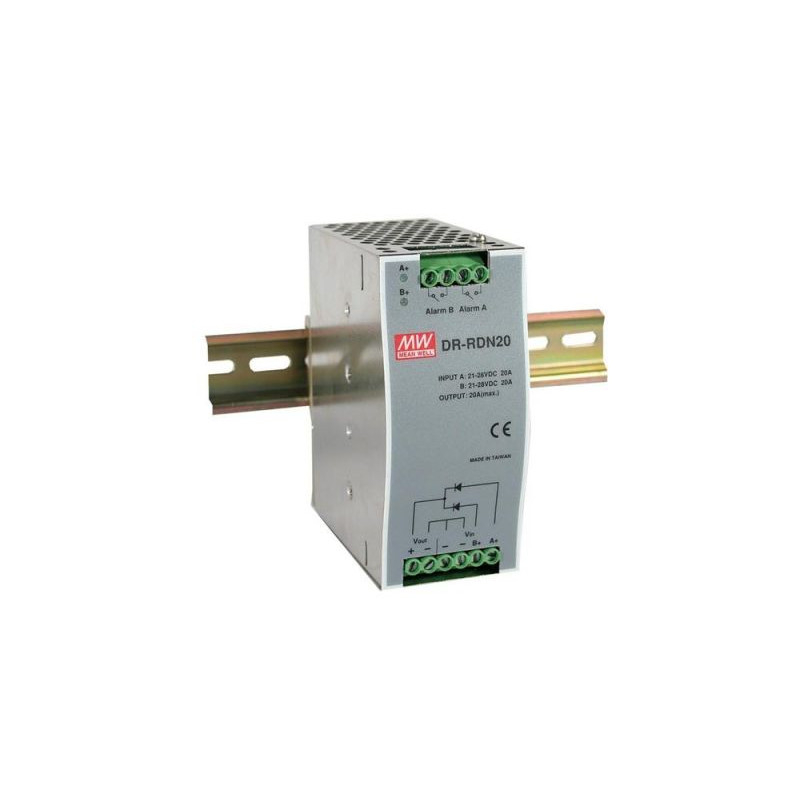 MEANWELL - DR-RDN20 - Priemyselný redundantný modul 30V 20A na DIN lištu