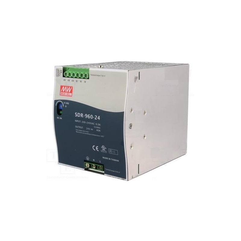 MEANWELL - SDR-960-24 - Priemyselný napájací spínaný zdroj 24V 960W na DIN