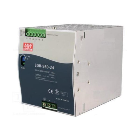 MEANWELL - SDR-960-24 - Priemyselný napájací spínaný zdroj 24V 960W na DIN
