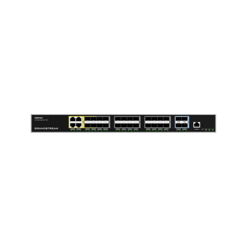 Grandstream GWN7831 Layer 3 Managed Network Switch 24 SFP / 4 SFP+ / 4 GbE porty