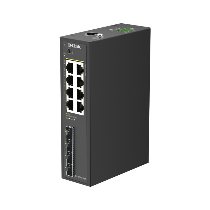 D-Link DIS-210G-12UP 12-Port Gigabit Industrial PoE++ Smart Managed Switch with 4 x SFP Ports