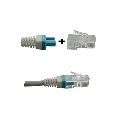 DATACOM Manžetka pre konektor RJ 45 modrá/biela 100 ks