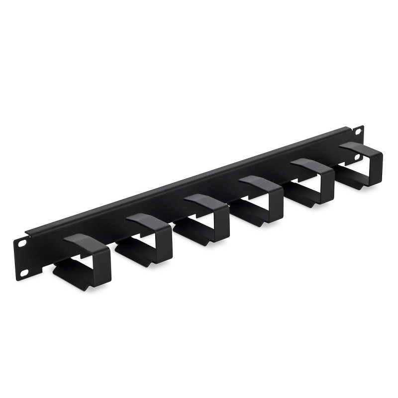 19'' vyväzovací panel 1U 6x háčik 70x27mm čierny kov