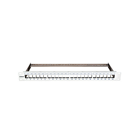 19'' patchpanel pre max. 24 keystone, neosadený, 1U, RAL 7035