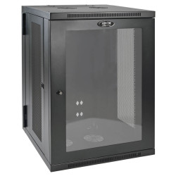 Skriňa SmartRack 18U, Š-600mm, Hl-550mm, hĺbka pre prepínače, presklené dvere, montáž na stenu