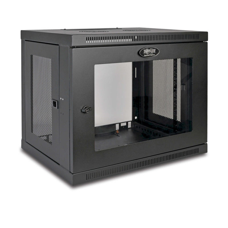 Skriňa SmartRack 9U, Mini Rack, Š - 600mm, Hl - 450mm, hĺbka pre prepínače, presklené dvere, na stenu