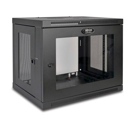 Skriňa SmartRack 9U, Mini Rack, Š - 600mm, Hl - 450mm, hĺbka pre prepínače, presklené dvere, na stenu