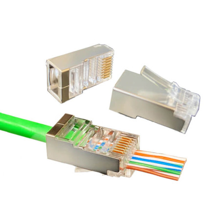 W-Star Konektor FTP RJ45EZ Cat5e 100ks pozlátený 5SLD pass through FRJ45EZC5S