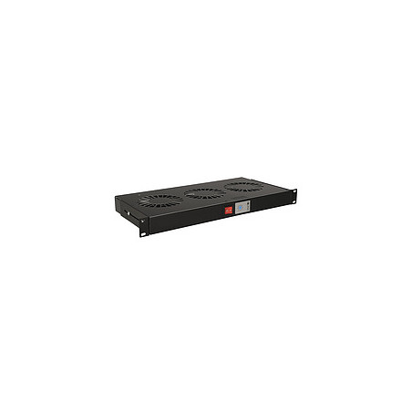 19'' 1U 3 ventilátory s bimetalovým termostatom RAL čierna do 19'' líšt VJ19-3-T-B
