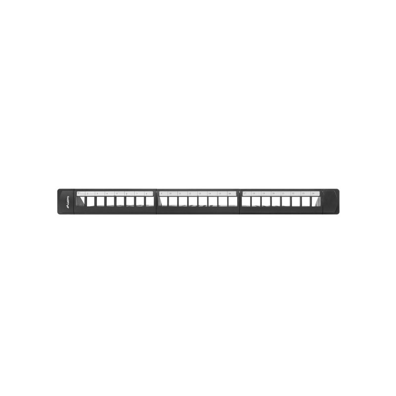 LANBERG 24PORTOVÝ PATCH PANEL 1U S ORGANIZÉROM PRO KEYSTONE MODULY ČIERNY