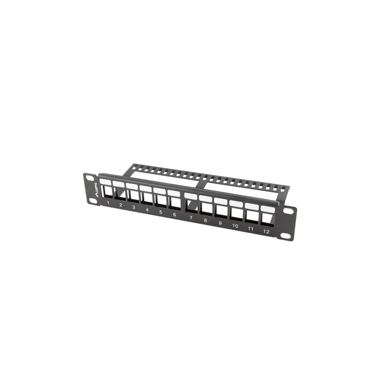 LANBERG PATCH PANEL 12 PORTOV 1U S ORGANIZÉROM PRO KEYSTONE MODULY ČIERNY