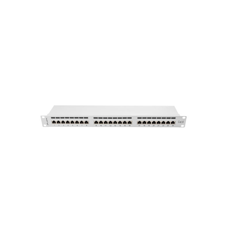 LANBERG PATCH PANEL 24 PORTOV 1U 19'' CAT.6 FTP TIENENÝ ŠEDÝ