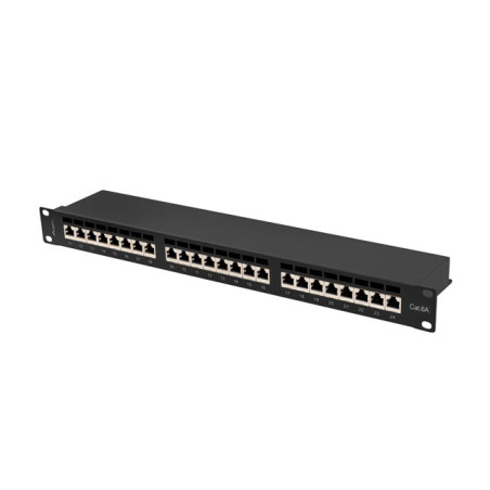 LANBERG PATCH PANEL 24 PORTOV 1U 19'' CAT.6A FTP TIENE ČIERNY