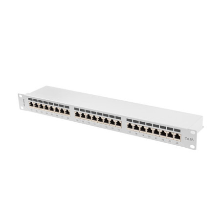 LANBERG PATCH PANEL 24 PORTOV 1U 19'' CAT.6A FTP TIENENÝ ŠEDÝ