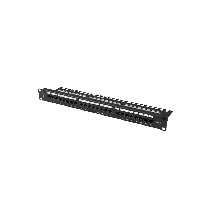 LANBERG PATCH PANEL 24 PORTOV 1U 19'' CAT.6 UTP S POLICIOU ČIERNY