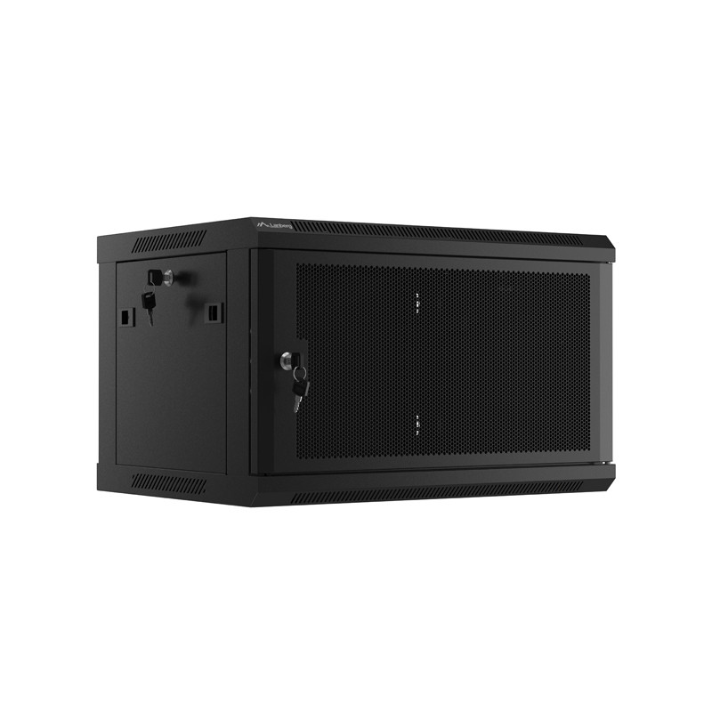 LANBERG 19'' RACKOVÁ SKRIŇA PRO MONTÁŽ NA STENU 6U/600X450 S PERFOROVANÝMI DVERAMI ČIERNA-PLOCHÉ BALENIE