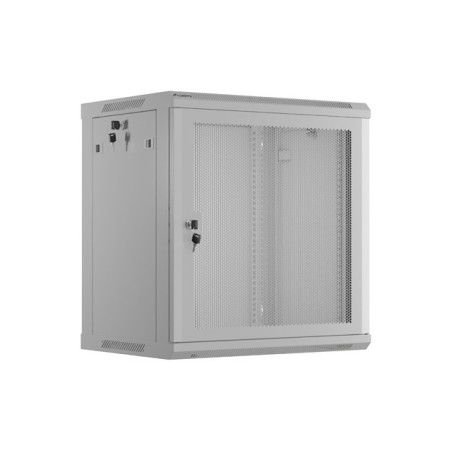 NÁSTENNÁ INŠTALAČNÁ SKRIŇA 19'' 12U 600X450 ŠEDÉ PERFOROVANÉ DVERE - PLOCHÉ BALENIE