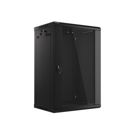 LANBERG 19'' RACKOVÁ SKRIŇA PRO MONTÁŽ NA STENU 18U/600X450 (FLAT PACK) S PROSKLENÝMI DVERMI ČIERNA V2
