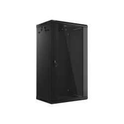 LANBERG 19'' RACKOVÁ SKRIŇA PRO MONTÁŽ NA STENU 22U/600X450 (FLAT PACK) S PROSKLENÝMI DVERMI ČIERNA V2