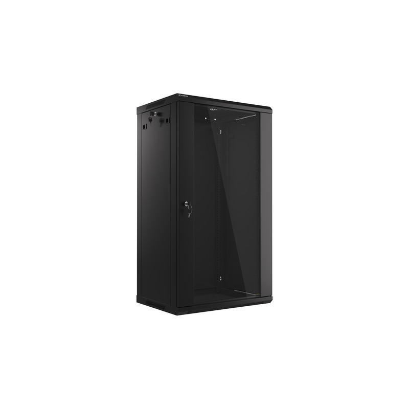 LANBERG 19'' RACKOVÁ SKRIŇA PRO MONTÁŽ NA STENU 22U/600X450 (FLAT PACK) S PROSKLENÝMI DVERMI ČIERNA V2