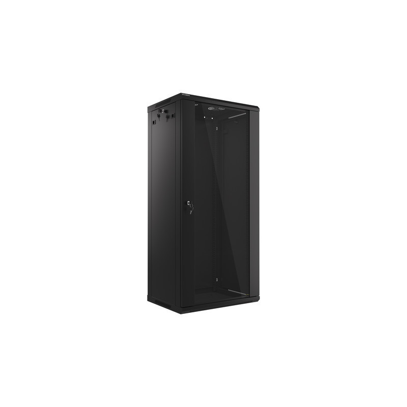 LANBERG RACKOVÁ SKRIŇA 19'' NÁSTENNÁ 27U/600X450 (FLAT PACK) S PRESKLENÝMI DVERMI ČIERNA V2