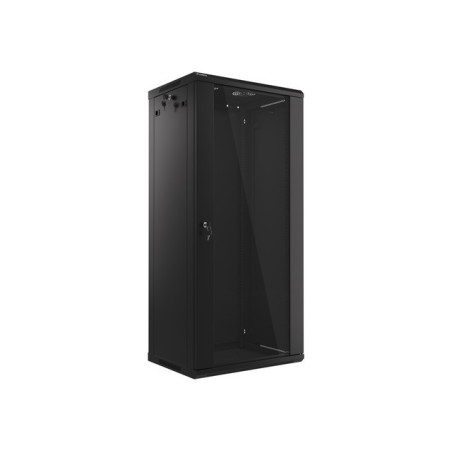 LANBERG RACKOVÁ SKRIŇA 19'' NÁSTENNÁ 27U/600X450 (FLAT PACK) S PRESKLENÝMI DVERMI ČIERNA V2