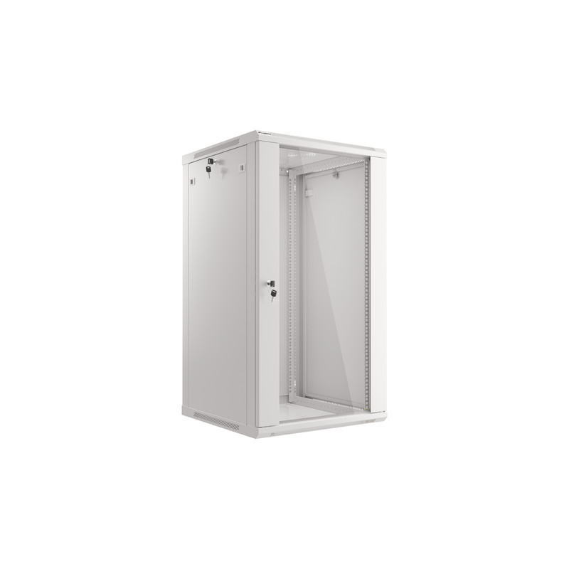 LANBERG 19'' RACKOVÁ SKRIŇA PRO MONTÁŽ NA STENU 22U/600X600 (FLAT PACK) S PROSKLENÝMI DVERAMI ŠEDÁ V2