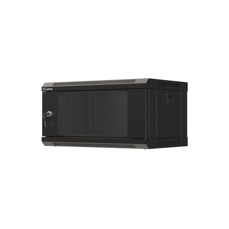 LANBERG RACKOVÁ SKRIŇA 19'' NÁSTENNÁ 4U/540X350 (FLAT PACK) S PRESKLENÝMI DVERMI ČIERNA