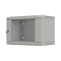 LANBERG 19'' RACKOVÁ SKRIŇA PRO MONTÁŽ NA STENU 6U/540X350 (FLAT PACK) S PROSKLENÝMI DVERAMI ŠEDÁ