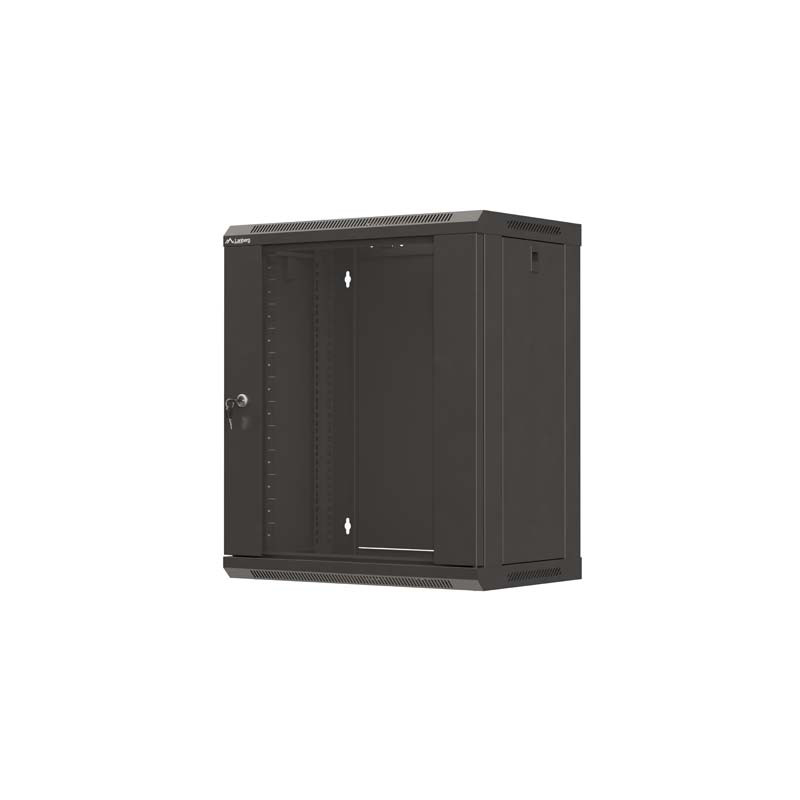 LANBERG 19'' RACKOVÁ SKRIŇA PRO MONTÁŽ NA STENU 12U/540X350 (PLOCHÉ BALENIE) S PROSKLENÝMI DVERMI ČIERNA