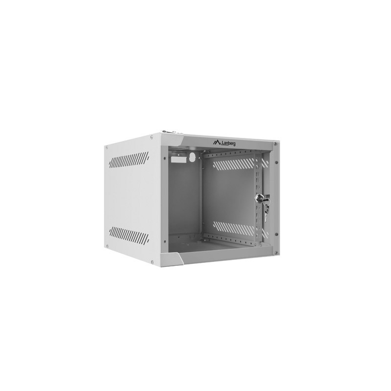 LANBERG RACKOVÁ SKRIŇA 10'' NÁSTENNÁ 4U/280X310 (FLAT PACK) S PRESKLENÝMI DVERMI ŠEDÁ