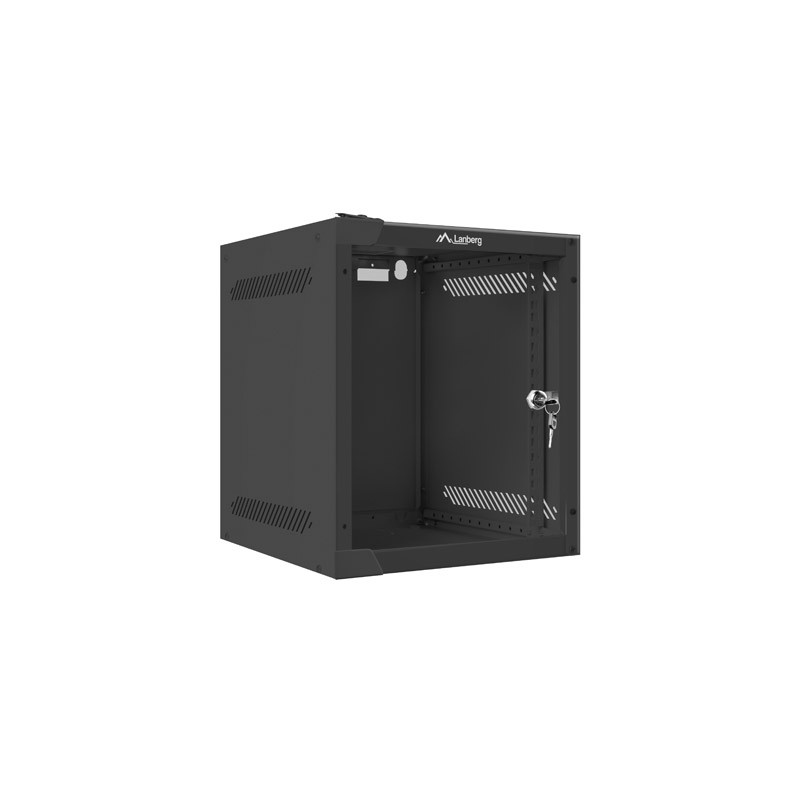 LANBERG RACKOVÁ SKRIŇA 10'' PRO MONTÁŽ NA STENU 6U/280X310 (FLAT PACK) S PROSKLENÝMI DVERMI ČIERNA