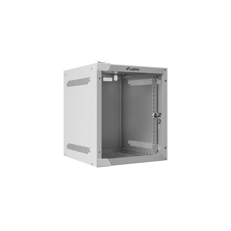 LANBERG RACKOVÁ SKRIŇA 10'' NÁSTENNÁ 6U/280X310 (FLAT PACK) S PRESKLENÝMI DVERMI ŠEDÁ