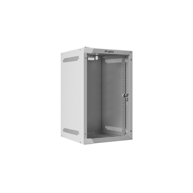 LANBERG RACKOVÁ SKRIŇA 10'' NÁSTENNÁ 9U/280X310 (FLAT PACK) S PRESKLENÝMI DVERAMI ŠEDÁ