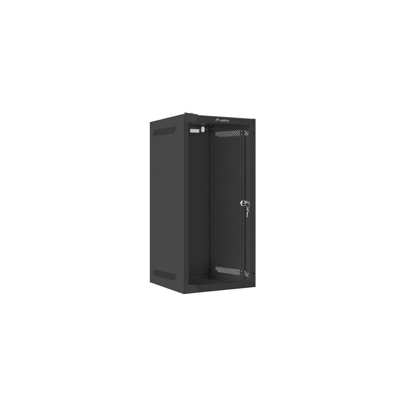 LANBERG RACKOVÁ SKRIŇA 10'' NÁSTENNÁ 12U/280X310 (FLAT PACK) S PRESKLENÝMI DVERMI ČIERNA