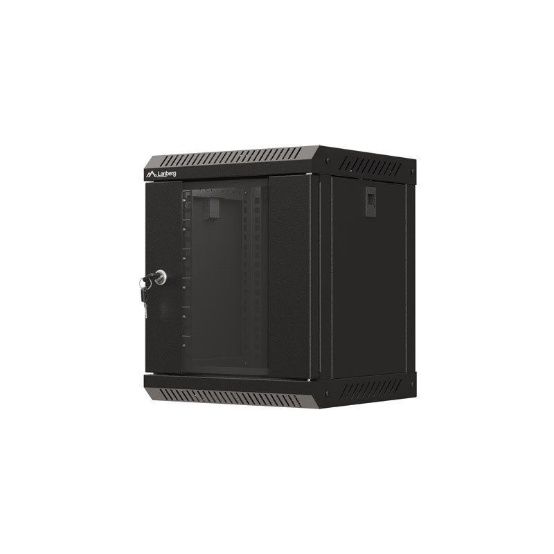 LANBERG RACKOVÁ SKRIŇA 10'' PRO MONTÁŽ NA STENU 6U/300X300 (FLAT PACK) S PROSKLENÝMI DVERMI ČIERNA