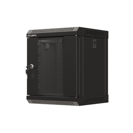 LANBERG RACKOVÁ SKRIŇA 10'' PRO MONTÁŽ NA STENU 6U/300X300 (FLAT PACK) S PROSKLENÝMI DVERMI ČIERNA