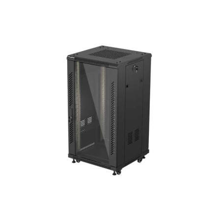 LANBERG INŠTALAČNÝ SKRIŇOVÝ ROZVADEČ 19'' 22U 600X600 ČIERNE SKLENENÉ DVERE (PLOCHÉ BALENIE)