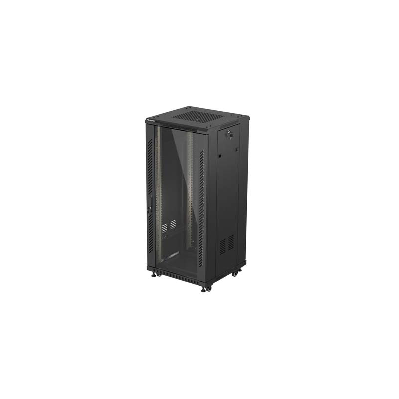 LANBERG 19'' VOĽNE STOJÚCA RACKOVÁ SKRIŇA 27U/600X600 (FLAT PACK) S PRESKLENÝMI DVERAMI ČIERNA