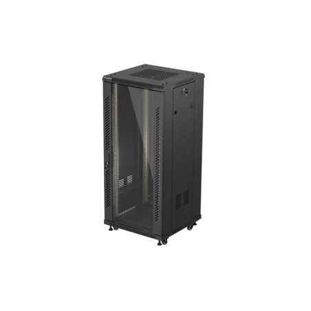 LANBERG 19'' VOĽNE STOJÚCA RACKOVÁ SKRIŇA 27U/600X600 (FLAT PACK) S PRESKLENÝMI DVERAMI ČIERNA